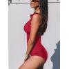 imageCUPSHE Womens Tankini Sets Two Piece Swimsuit V Neck Ruffled Ruched Tummy Control Ladder Trim XS4XLRed