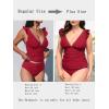 imageCUPSHE Womens Tankini Sets Two Piece Swimsuit V Neck Ruffled Ruched Tummy Control Ladder Trim XS4XLRed
