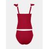 imageCUPSHE Womens Tankini Sets Two Piece Swimsuit V Neck Ruffled Ruched Tummy Control Ladder Trim XS4XLRed