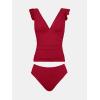 imageCUPSHE Womens Tankini Sets Two Piece Swimsuit V Neck Ruffled Ruched Tummy Control Ladder Trim XS4XLRed