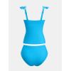 imageCUPSHE Womens Tankini Sets Two Piece Swimsuit V Neck Ruffled Ruched Tummy Control Ladder Trim XS4XLSky Blue