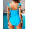 imageCUPSHE Womens Tankini Sets Two Piece Swimsuit V Neck Ruffled Ruched Tummy Control Ladder Trim XS4XLSky Blue