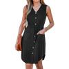 imageCUPSHE Womens Casual V Neck Button Down Short Length Dresses Drawstring Mini Dress with Patch PocketsBlack