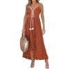 imageCUPSHE Womens Summer Dresses Sleeveless Lace Casual Tassel Beach Spaghetti Straps Flowy Maxi Sun DressBorange