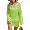 imageCUPSHE Womens Swimsuit Cover Up Crochet Bathing Suit Mesh Swimwear Knit Pullover Beach DressFluo Green