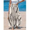 imageCUPSHE Skirts Abstract Smocked Midi Skirt High Waist Coverup Casual VacationBlack Floral