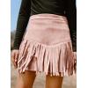 imageCUPSHE Women Skirts Terra Cotta High Waist Fringe Mini Skirt Short SkirtsPink