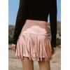 imageCUPSHE Women Skirts Terra Cotta High Waist Fringe Mini Skirt Short SkirtsPink
