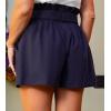 imageCUPSHE Women Summer Shorts with Pockets Bowknot Tie Waist Wide Leg Short High Waisted Casual Beach Vacation OutfitsNavy Blue