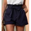 imageCUPSHE Women Summer Shorts with Pockets Bowknot Tie Waist Wide Leg Short High Waisted Casual Beach Vacation OutfitsNavy Blue