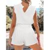 imageCUPSHE Women Summer Shorts with Pockets Bowknot Tie Waist Wide Leg Short High Waisted Casual Beach Vacation OutfitsWhite