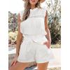 imageCUPSHE Women Summer Shorts with Pockets Bowknot Tie Waist Wide Leg Short High Waisted Casual Beach Vacation OutfitsWhite