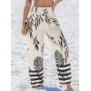 imageCUPSHE Women Swimsuit Cover Ups Pants High Waist Smokced Wide Leg Beach Vacation OutfitsBlack Leaf