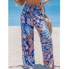 imageCUPSHE Women Swimsuit Cover Ups Pants High Waist Smokced Wide Leg Beach Vacation OutfitsTropical Leaf