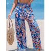 imageCUPSHE Women Swimsuit Cover Ups Pants High Waist Smokced Wide Leg Beach Vacation OutfitsTropical Leaf