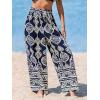 imageCUPSHE Womens Cover up Boho Floral Print Sarong Pants High Waist Wrap CoverUp PantBlackwhite