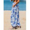 imageCUPSHE Womens Cover up Boho Floral Print Sarong Pants High Waist Wrap CoverUp PantBlue