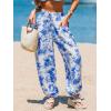 imageCUPSHE Womens Cover up Boho Floral Print Sarong Pants High Waist Wrap CoverUp PantBlue