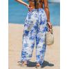 imageCUPSHE Womens Cover up Boho Floral Print Sarong Pants High Waist Wrap CoverUp PantBlue