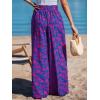 imageCUPSHE Womens Cover up Boho Floral Print Sarong Pants High Waist Wrap CoverUp PantPinkred