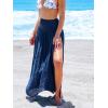 imageCUPSHE Womens Sarong Coverups High Slit Swimsuit Cover Up Ruched Waist Beach Wrap Skirt Long Flowy Summer CoverupBlue