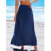 imageCUPSHE Womens Sarong Coverups High Slit Swimsuit Cover Up Ruched Waist Beach Wrap Skirt Long Flowy Summer CoverupBlue