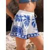 imageCUPSHE Womens Summer Beach Shorts High Waist Drawstring Wide Leg Printed Casual Shorts with PocketsBlue Print