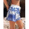 imageCUPSHE Womens Summer Beach Shorts High Waist Drawstring Wide Leg Printed Casual Shorts with PocketsBlue Print