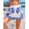 imageCUPSHE Womens Summer Beach Shorts High Waist Drawstring Wide Leg Printed Casual Shorts with PocketsBlue Print