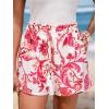 imageCUPSHE Womens Summer Beach Shorts High Waist Drawstring Wide Leg Printed Casual Shorts with PocketsRed Print