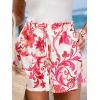 imageCUPSHE Womens Summer Beach Shorts High Waist Drawstring Wide Leg Printed Casual Shorts with PocketsRed Print