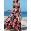 imageCUPSHE Womens Summer Dresses Casual Spring V Neck Sleeveless Floral Beach Vacation Long Spaghetti Strap Flowy Maxi DressBlack Floral