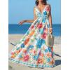imageCUPSHE Womens Summer Dresses Casual Spring V Neck Sleeveless Floral Beach Vacation Long Spaghetti Strap Flowy Maxi DressBlue Floral