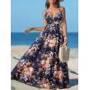 imageCUPSHE Womens Summer Dresses Casual Spring V Neck Sleeveless Floral Beach Vacation Long Spaghetti Strap Flowy Maxi DressNavy Floral