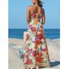 imageCUPSHE Womens Summer Dresses Casual Spring V Neck Sleeveless Floral Beach Vacation Long Spaghetti Strap Flowy Maxi DressRed Floral