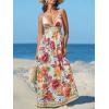 imageCUPSHE Womens Summer Dresses Casual Spring V Neck Sleeveless Floral Beach Vacation Long Spaghetti Strap Flowy Maxi DressRed Floral