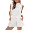 imageCUPSHE Women Summer Shorts with Pockets Bowknot Tie Waist Wide Leg Short High Waisted Casual Beach Vacation OutfitsWhite