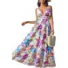 imageCUPSHE Womens Summer Dresses Casual Spring V Neck Sleeveless Floral Beach Vacation Long Spaghetti Strap Flowy Maxi DressPurple Floral
