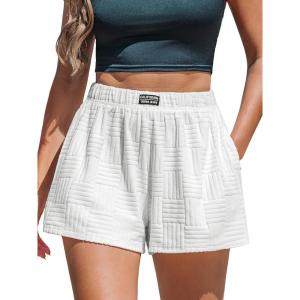 imageCUPSHE Womens Casual Shorts Cotton High Rise Beach Cover Ups Summer Shorts with PocketsBwhite
