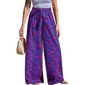 imageCUPSHE Womens Cover up Boho Floral Print Sarong Pants High Waist Wrap CoverUp PantPinkred