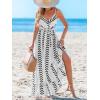 imageCUPSHE Women Maxi Dresses Spaghetti Straps V Neck Sleeveless Belted Beach Boho Ruffled Summer Pockets Vacation Casual DressBlack Striped