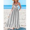 imageCUPSHE Women Maxi Dresses Spaghetti Straps V Neck Sleeveless Belted Beach Boho Ruffled Summer Pockets Vacation Casual DressBlack Striped