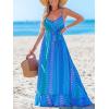 imageCUPSHE Women Maxi Dresses Spaghetti Straps V Neck Sleeveless Belted Beach Boho Ruffled Summer Pockets Vacation Casual DressBlue Striped