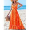 imageCUPSHE Women Maxi Dresses Spaghetti Straps V Neck Sleeveless Belted Beach Boho Ruffled Summer Pockets Vacation Casual DressOrange Paisley