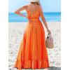 imageCUPSHE Women Maxi Dresses Spaghetti Straps V Neck Sleeveless Belted Beach Boho Ruffled Summer Pockets Vacation Casual DressOrange Paisley