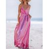 imageCUPSHE Women Maxi Dresses Spaghetti Straps V Neck Sleeveless Belted Beach Boho Ruffled Summer Pockets Vacation Casual DressPink Paisley