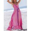imageCUPSHE Women Maxi Dresses Spaghetti Straps V Neck Sleeveless Belted Beach Boho Ruffled Summer Pockets Vacation Casual DressPink Paisley