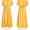 imageCUPSHE Women Ruffle Floral Maxi Summer Dress Off Shoulder Short Sleeve Backless Flounce Bodice Slit Hem Beach DressesSolid Yellow