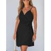imageCUPSHE Women Spaghetti Strap Summer Dress Surplice V Neck Wrap Waist Tie Casual Beach Sundress Holiday Vacation Mini DressBlack