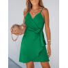 imageCUPSHE Women Spaghetti Strap Summer Dress Surplice V Neck Wrap Waist Tie Casual Beach Sundress Holiday Vacation Mini DressGreen